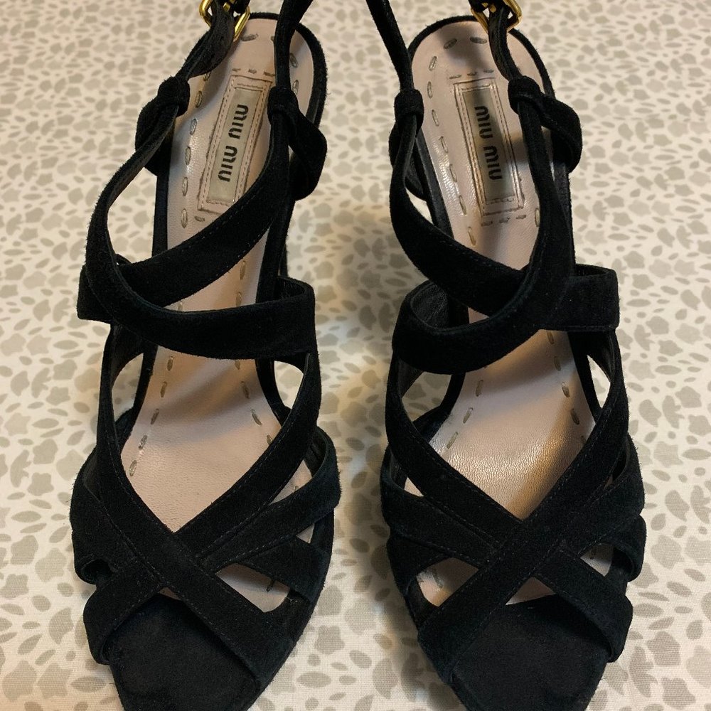 Miu Miu Multi-Strap Suede Sandals